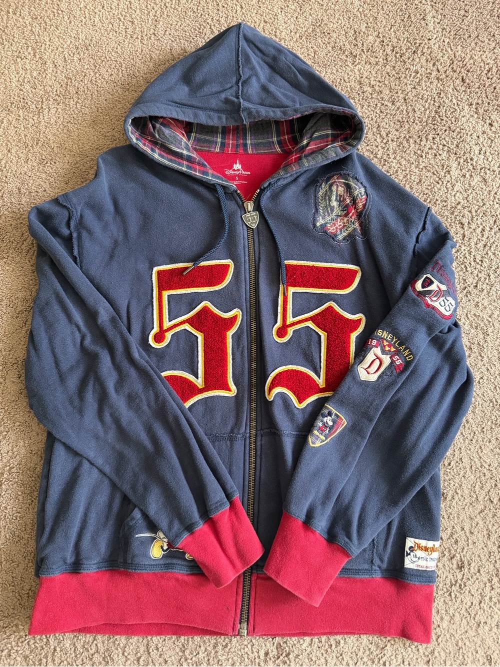 DISNEYLAND 55 MICKEY MOUSE JACKET ZIP  HOODIE MENS SIZE SMALL Fit Medium